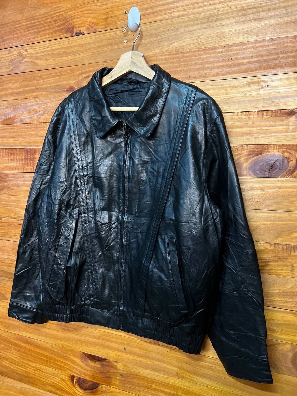 Leather VINTAGE ZIP UP LEATHER JACKET Size US L / EU 52-54 / 3 - 3 Thumbnail