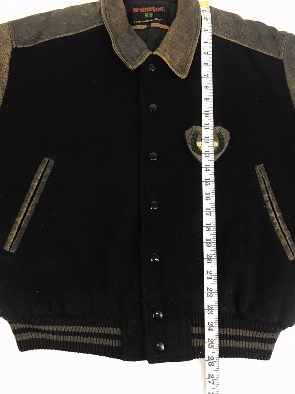 McGregor × Vintage 90s McGregor Club Embroidery Varsity Leather Jacket Size US L / EU 52-54 / 3 - 8 Thumbnail