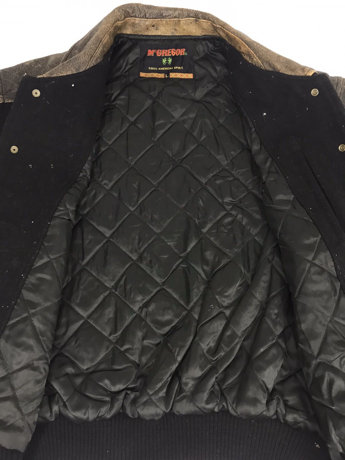 McGregor × Vintage 90s McGregor Club Embroidery Varsity Leather Jacket Size US L / EU 52-54 / 3 - 4 Thumbnail