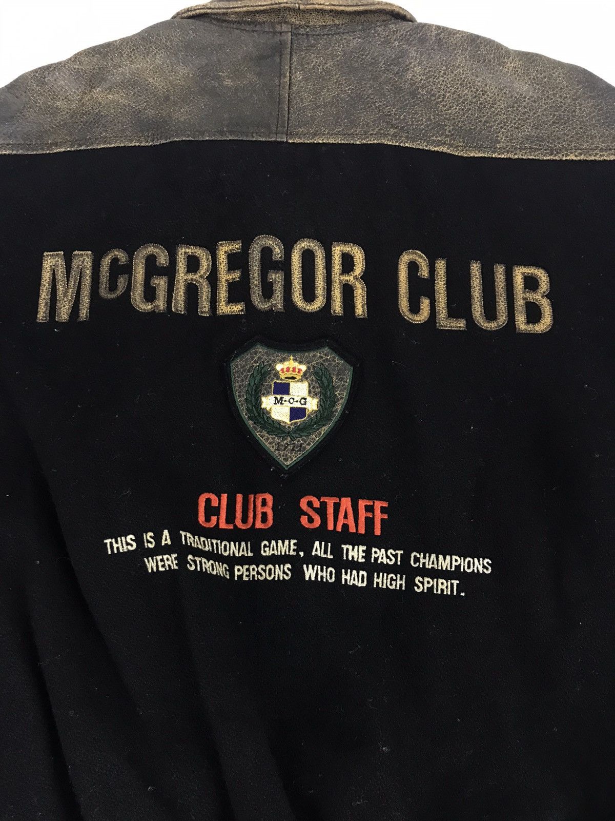 McGregor × Vintage 90s McGregor Club Embroidery Varsity Leather Jacket Size US L / EU 52-54 / 3 - 5 Thumbnail