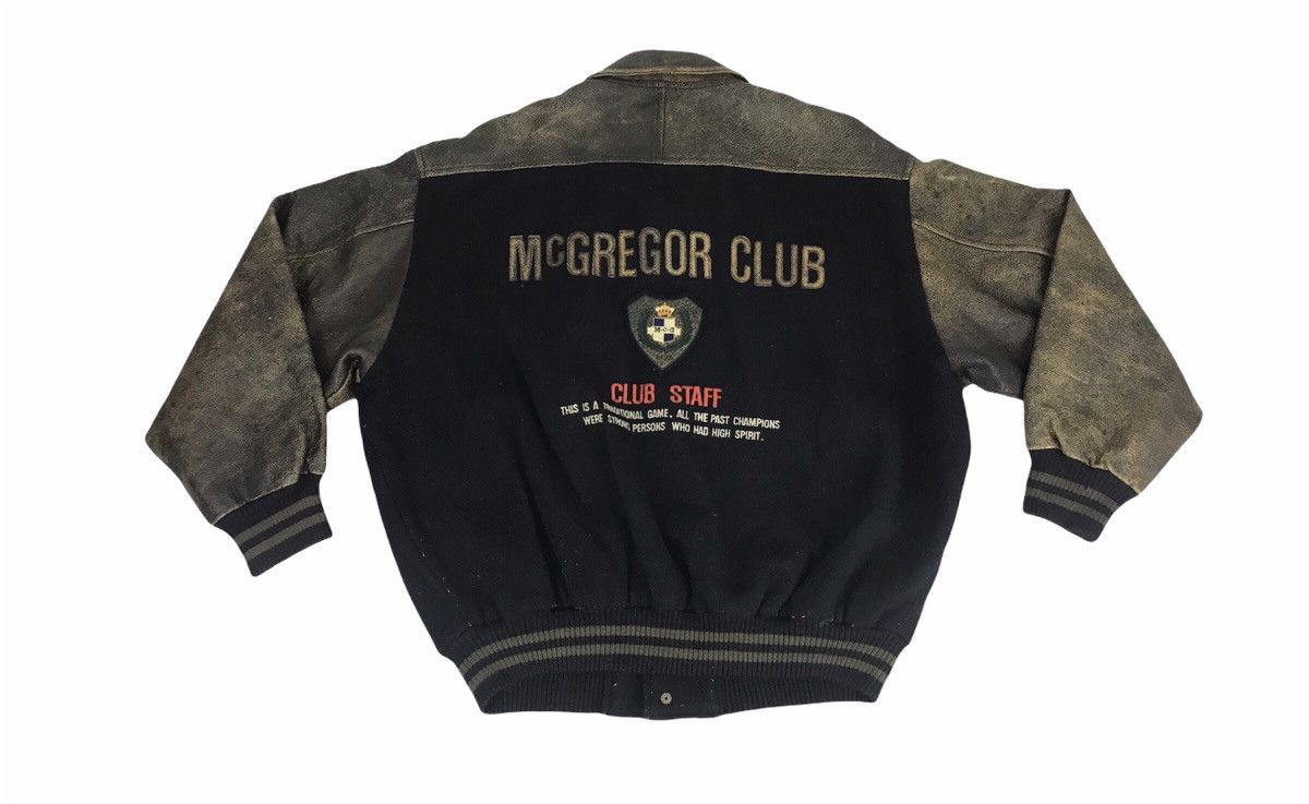 McGregor × Vintage 90s McGregor Club Embroidery Varsity Leather Jacket Size US L / EU 52-54 / 3 - 1 Thumbnail
