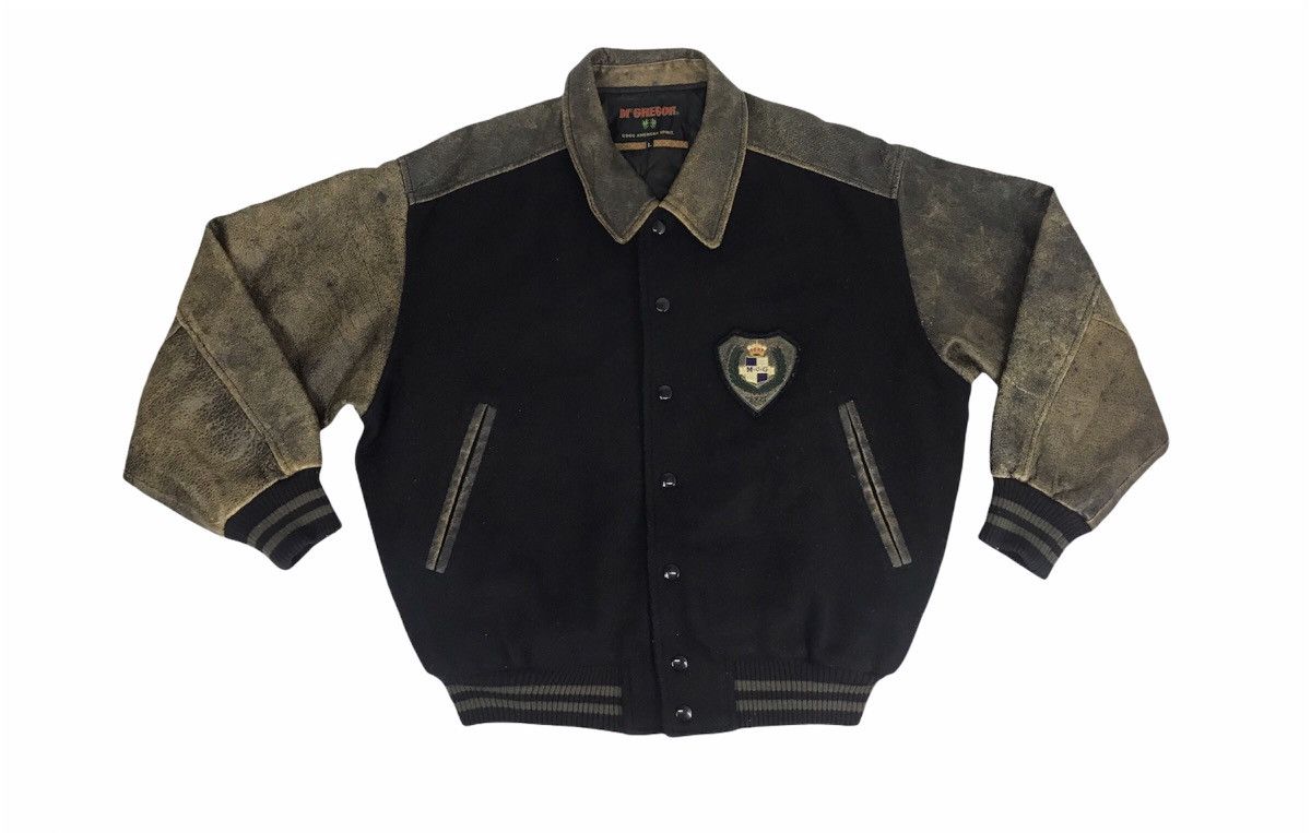McGregor × Vintage 90s McGregor Club Embroidery Varsity Leather Jacket Size US L / EU 52-54 / 3 - 2 Thumbnail