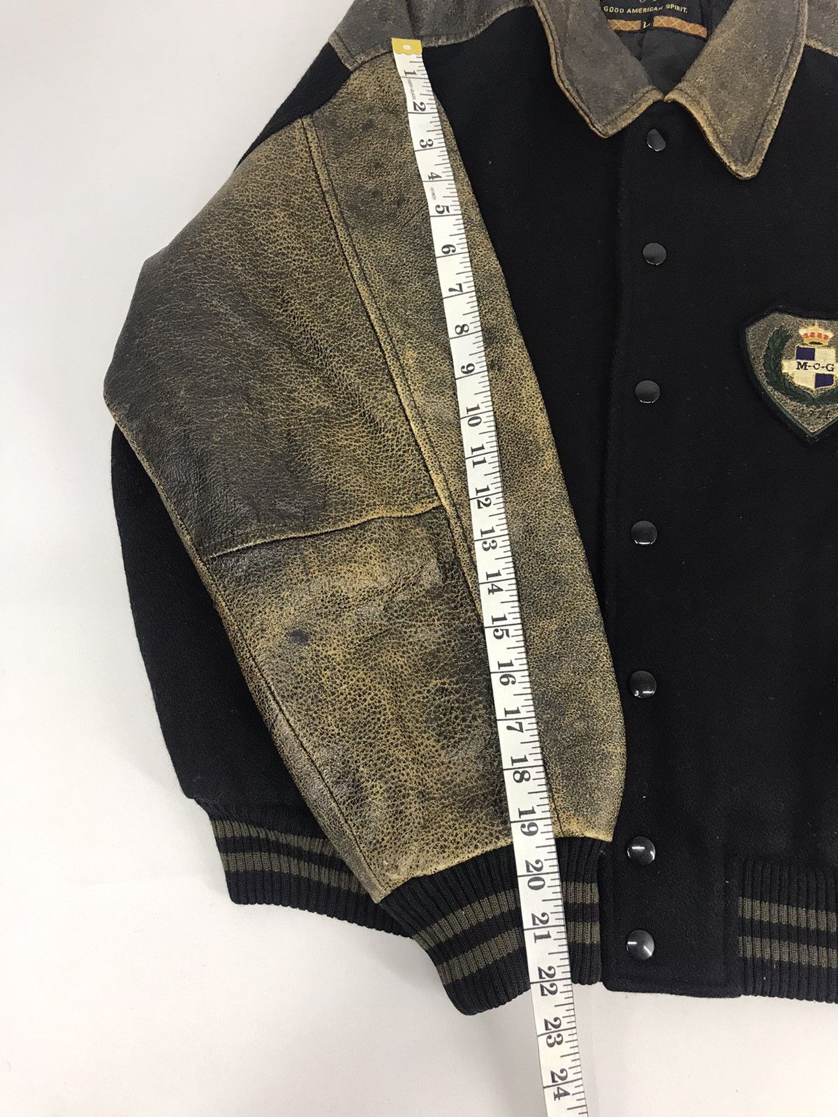 McGregor × Vintage 90s McGregor Club Embroidery Varsity Leather Jacket Size US L / EU 52-54 / 3 - 9 Thumbnail
