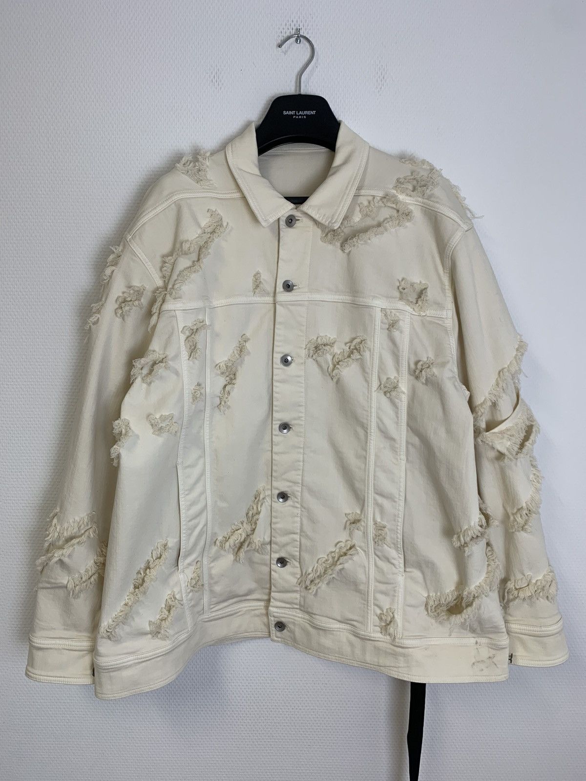 Rick Owens × Rick Owens Drkshdw distressed slashed jumbo worker jacket ...