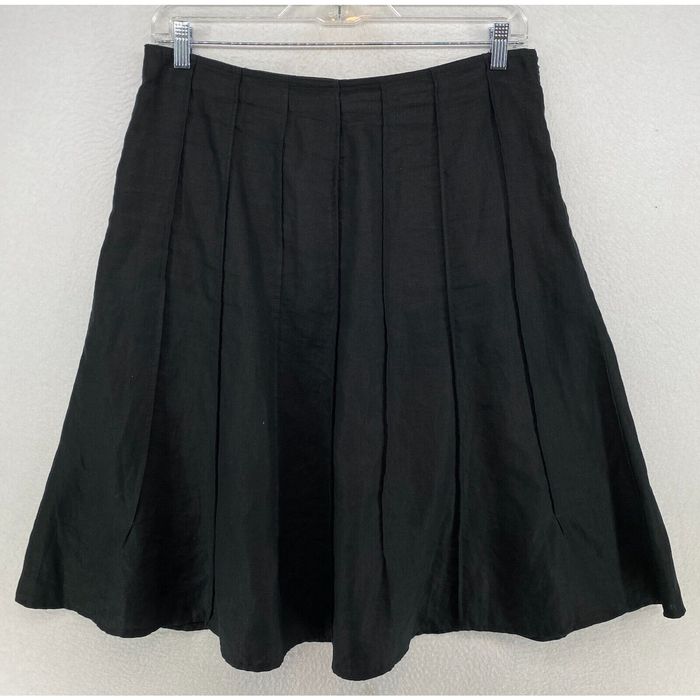 Vintage J. JILL Skirt 12 100% Linen A-Line Midi Pintuck Pleated Side ...