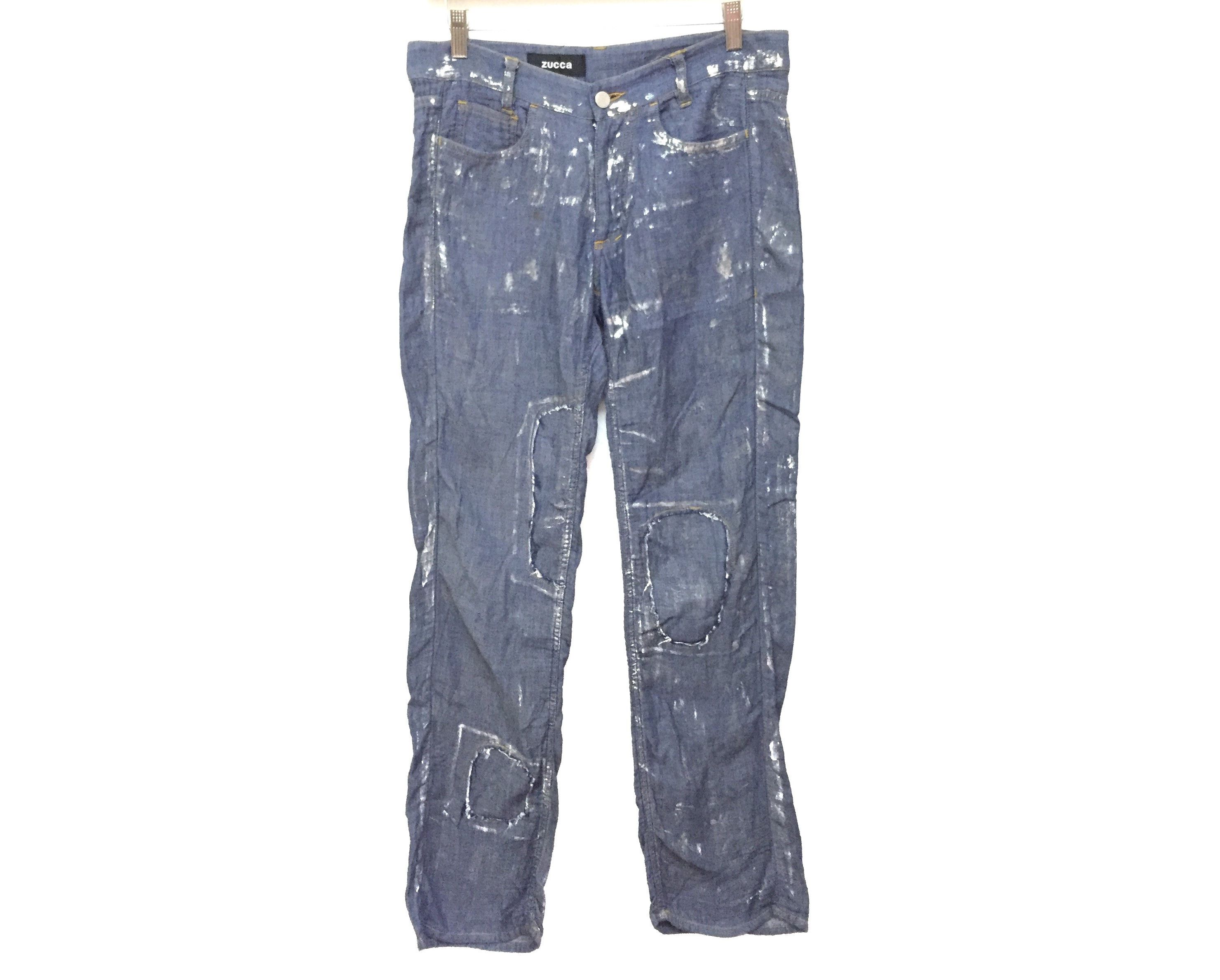 CABANE de ZUCCa × Issey Miyake × Japanese Brand silver paints patchwork pants Issey Miyake Size 30" / US 8 / IT 44 - 2 Thumbnail