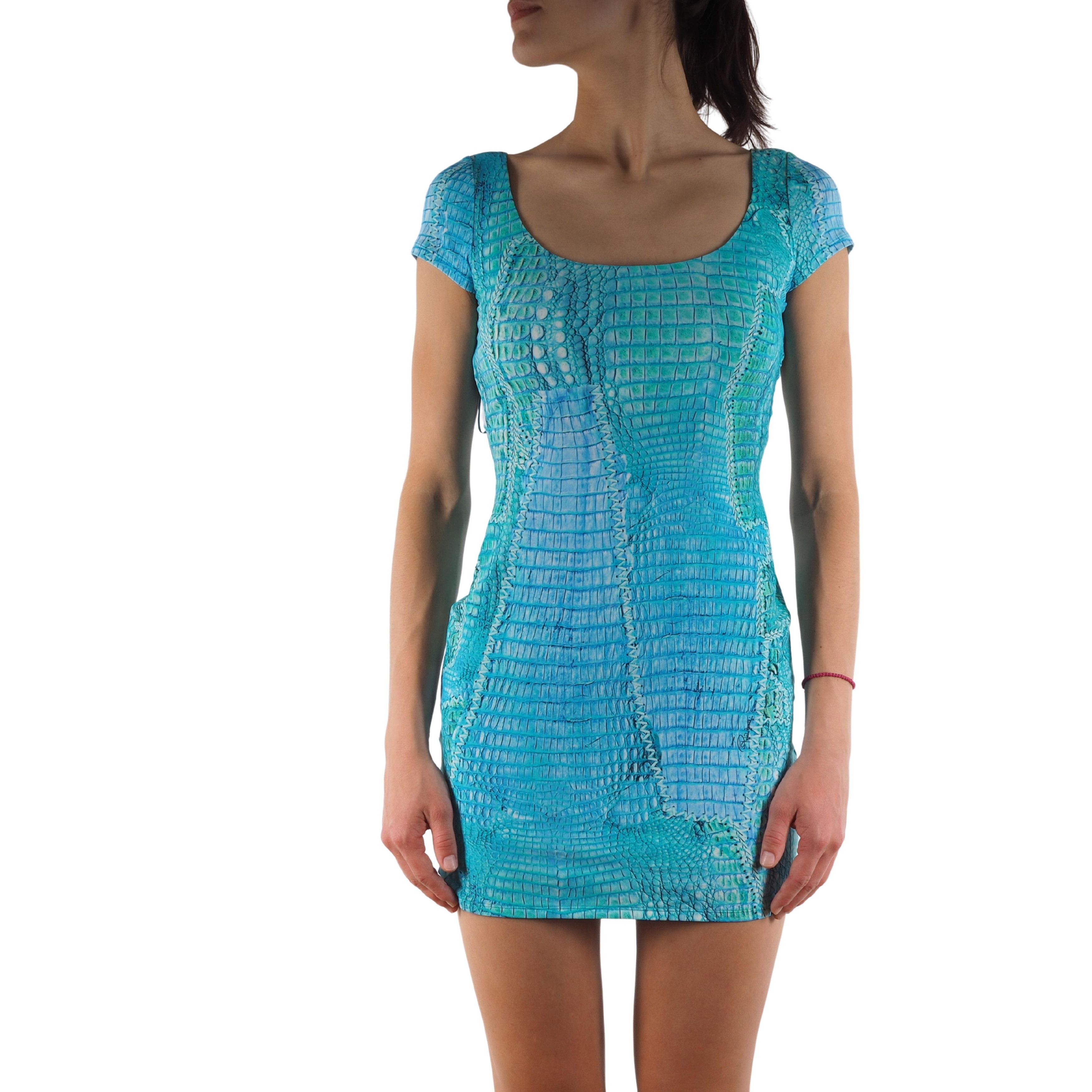 Roberto Cavalli Roberto Cavalli Reptile Lace Up Bodycon Mini Dress Size S / US 4 / IT 40 - 1 Thumbnail