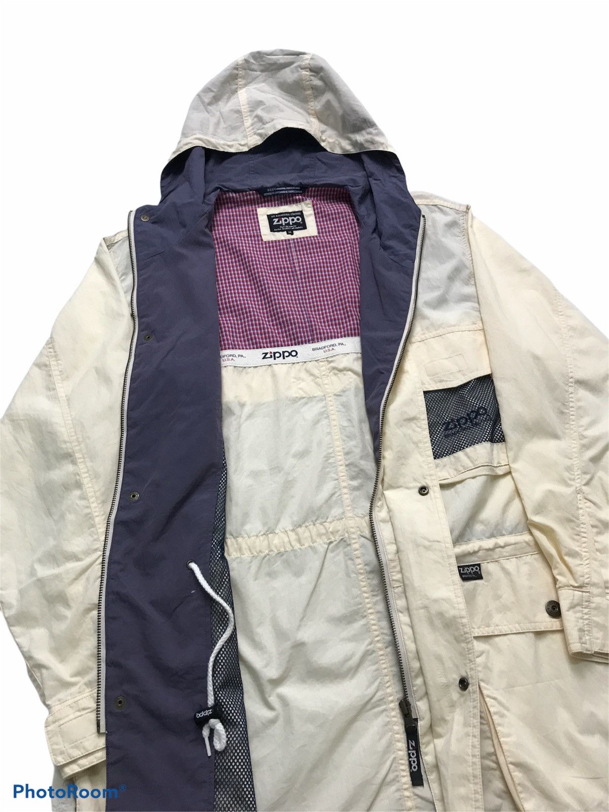 Vintage Zippo Bradford USA Parka Windbreaker Jacket Cream