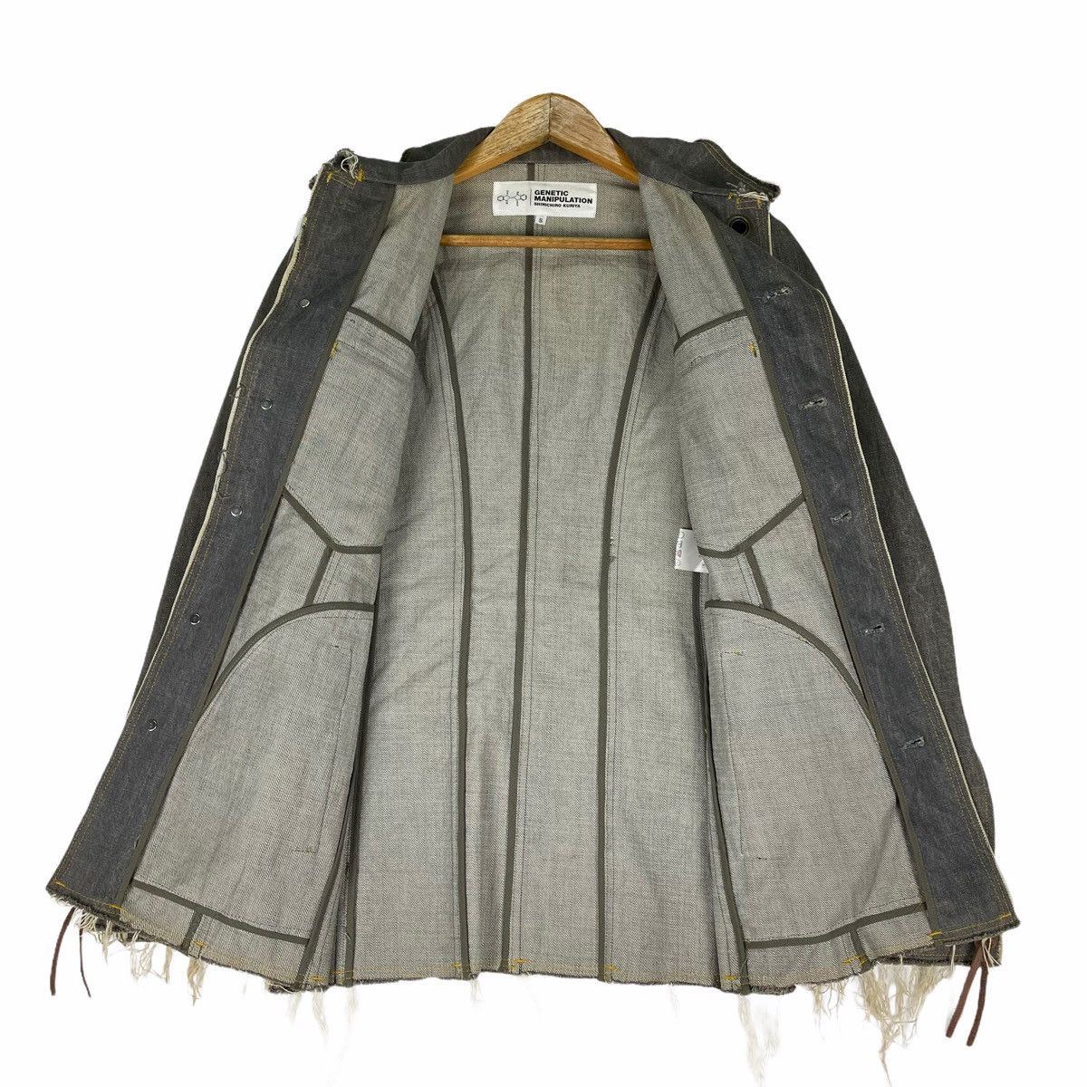 Genetic Manipulation Shinichiro Kuriya 🌟GENETIC MANIPULATION Button Leather Robe Denim Jacket Size US S / EU 44-46 / 1 - 6 Thumbnail