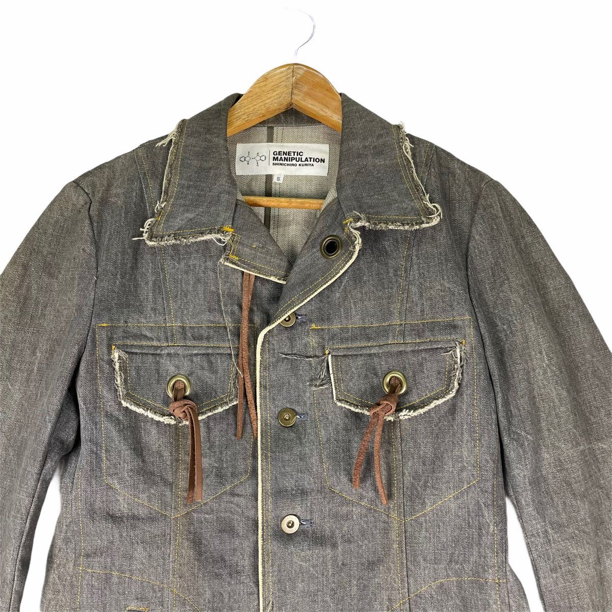Genetic Manipulation Shinichiro Kuriya 🌟GENETIC MANIPULATION Button Leather Robe Denim Jacket Size US S / EU 44-46 / 1 - 3 Thumbnail