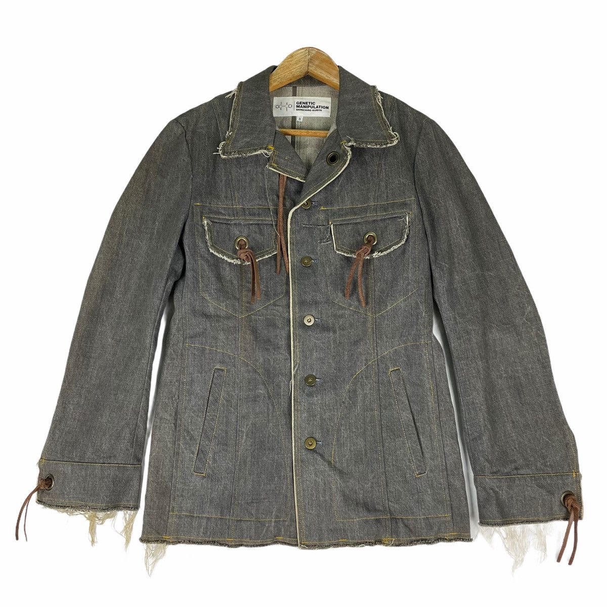 Genetic Manipulation Shinichiro Kuriya 🌟GENETIC MANIPULATION Button Leather Robe Denim Jacket Size US S / EU 44-46 / 1 - 2 Thumbnail