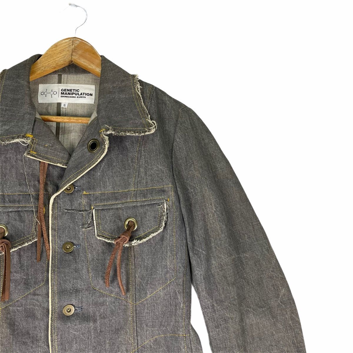 Genetic Manipulation Shinichiro Kuriya 🌟GENETIC MANIPULATION Button Leather Robe Denim Jacket Size US S / EU 44-46 / 1 - 4 Thumbnail