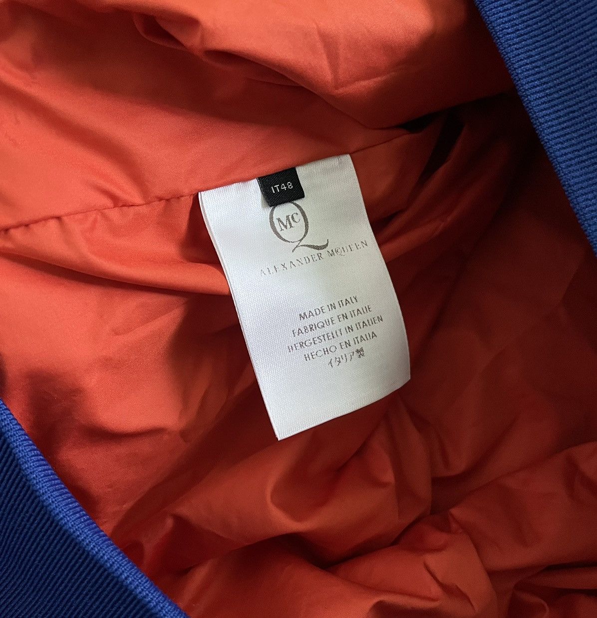 Alexander McQueen Alexander McQueen Blue Nylon MA-1 Insulated Bomber Jacket Size US M / EU 48-50 / 2 - 6 Thumbnail