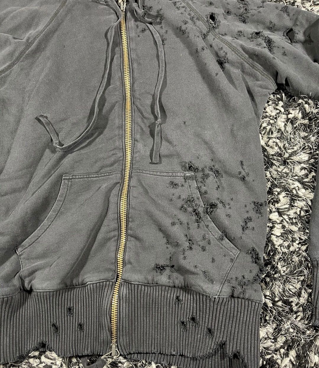 Greg Lauren Greg Lauren Original New Black Dest Royed Zip Front Hoodie Size US S / EU 44-46 / 1 - 2 Thumbnail