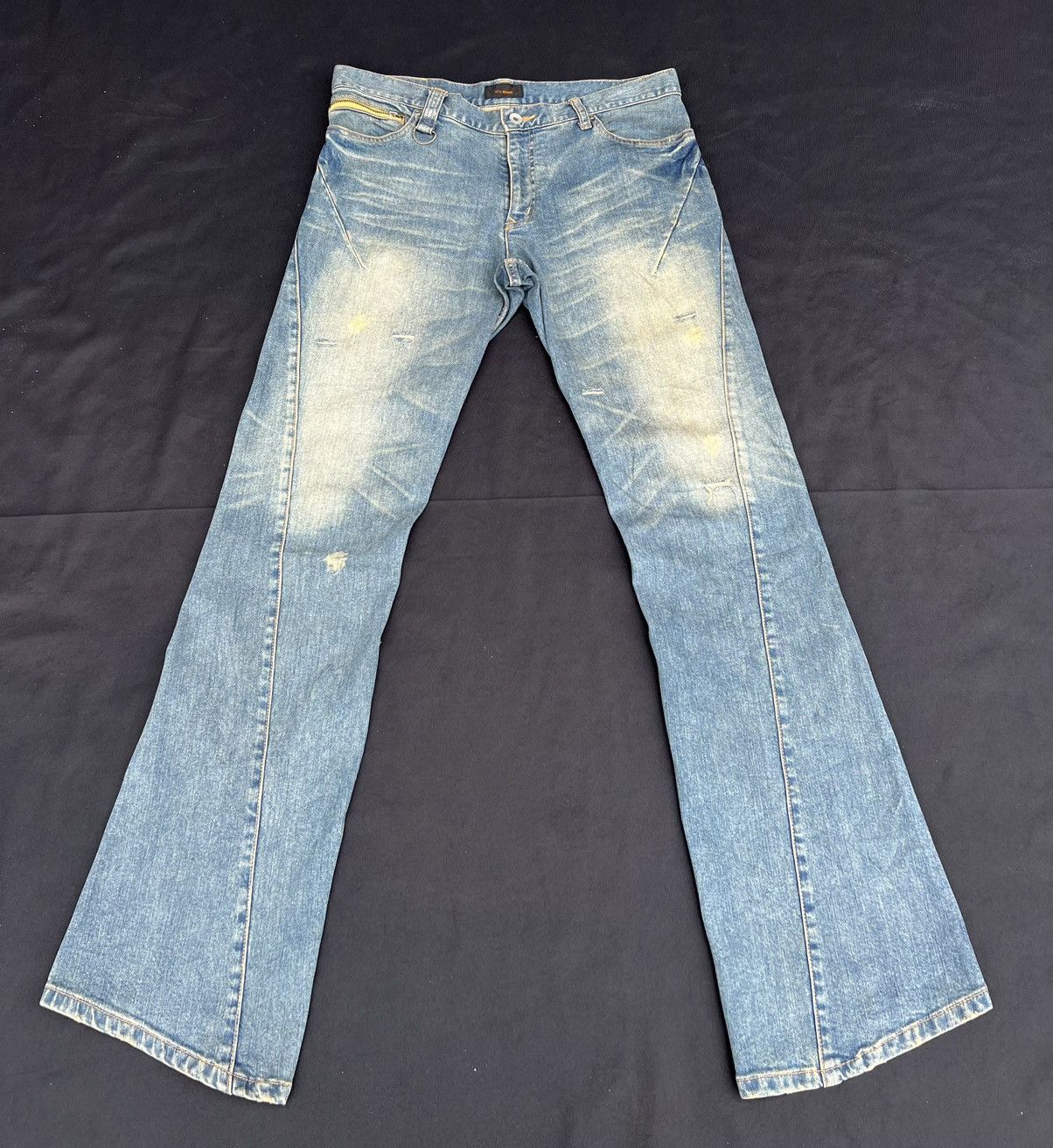 Tete Homme Vintage TETE HOMME Japan Sun Fade Mud Denim Flare Jeans Size US 32 / EU 48 - 1 Thumbnail