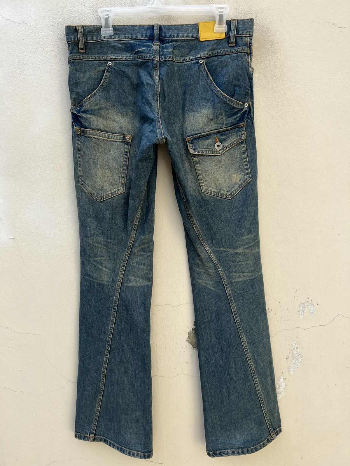 Tete Homme Vintage TETE HOMME Japan Sun Fade Mud Denim Flare Jeans Size US 32 / EU 48 - 15 Thumbnail
