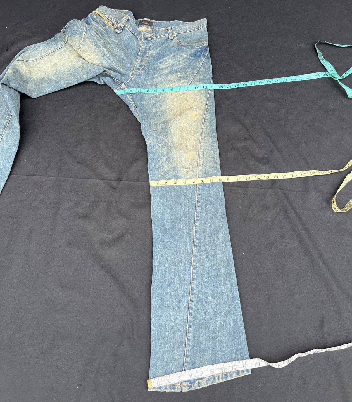 Tete Homme Vintage TETE HOMME Japan Sun Fade Mud Denim Flare Jeans Size US 32 / EU 48 - 3 Thumbnail