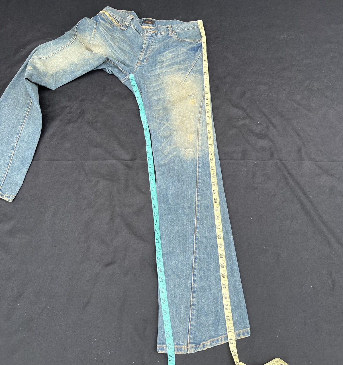 Tete Homme Vintage TETE HOMME Japan Sun Fade Mud Denim Flare Jeans Size US 32 / EU 48 - 4 Thumbnail