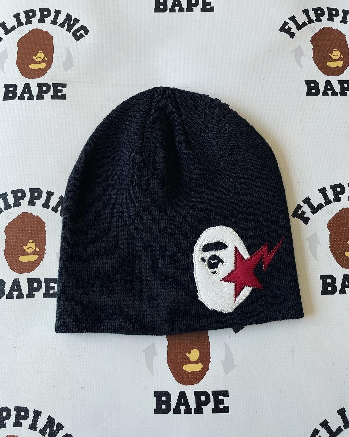 Bape BAPE STA APE HEAD LEATHER PATCHED KNIT CAP | Grailed