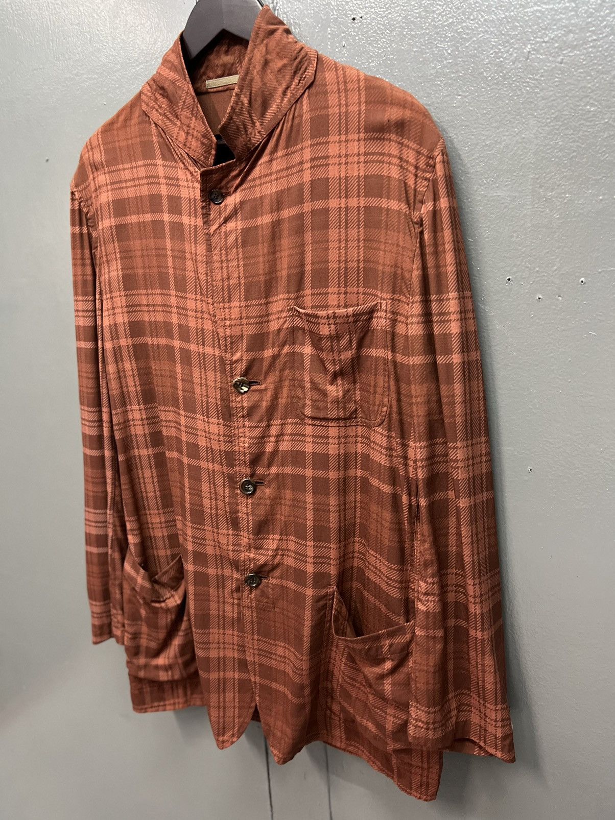 Comme des Garcons COMME des GARÇONS HOMME AD2001 PLAID BURGUNDY JACKET Size US S / EU 44-46 / 1 - 3 Thumbnail