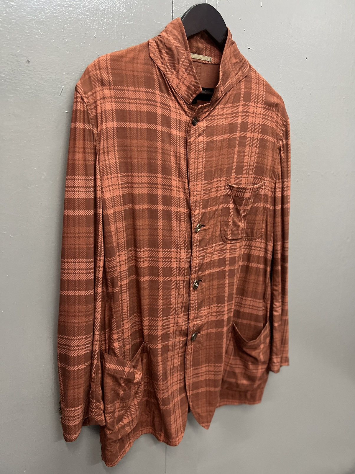 Comme des Garcons COMME des GARÇONS HOMME AD2001 PLAID BURGUNDY JACKET Size US S / EU 44-46 / 1 - 2 Thumbnail