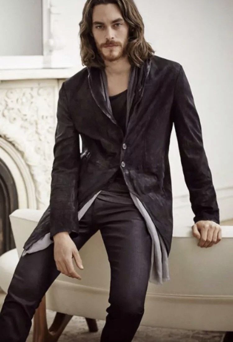 John Varvatos Scored leather cutaway coat. 50 Size US M / EU 48-50 / 2 - 7 Thumbnail