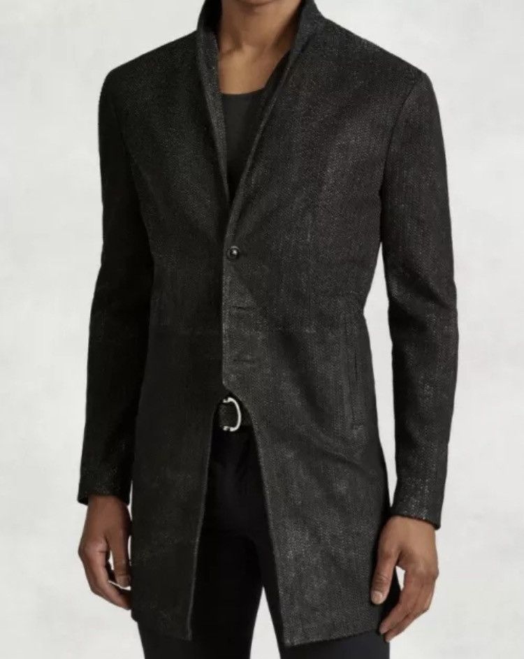 John Varvatos Scored leather cutaway coat. 50 Size US M / EU 48-50 / 2 - 2 Thumbnail