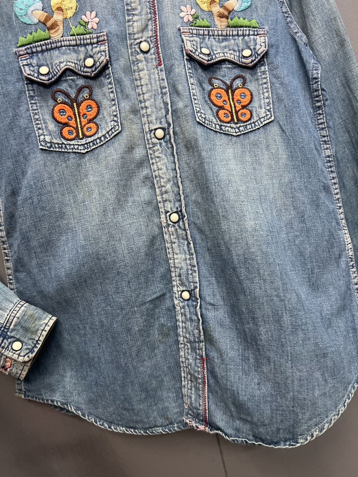 Hysteric Glamour × Vintage VINTAGE 🔥HYSTERIC GLAMOUR PEARL SNAP BUTTON DENIM SHIRT Size M / US 6-8 / IT 42-44 - 6 Thumbnail