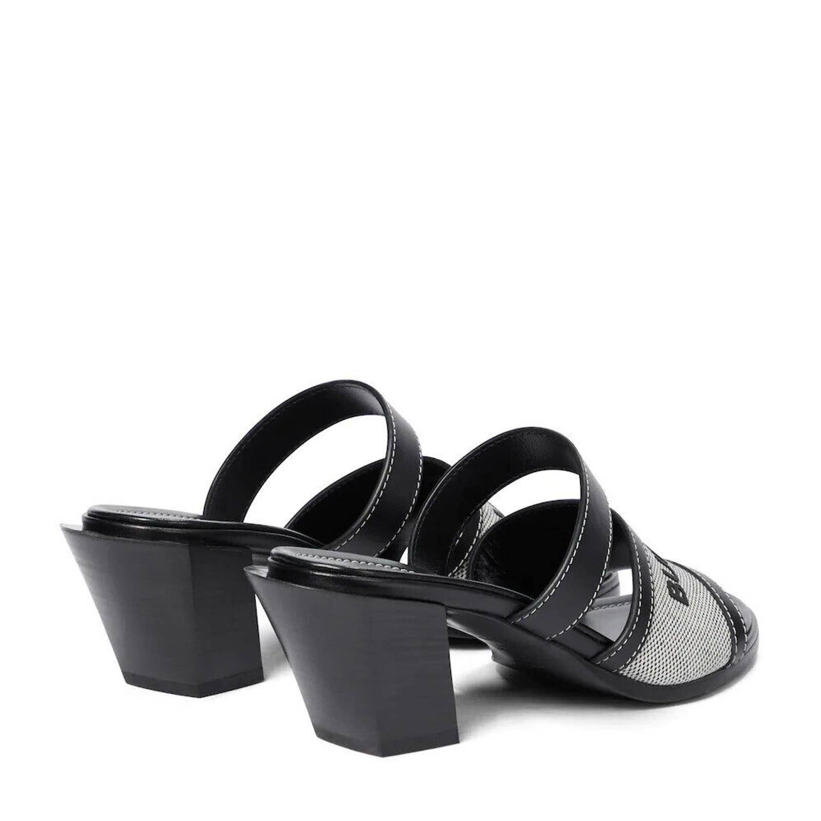 HONOUR BLACK LEATHER LOGO SLIDE SANDALS MULE PUMPS 36 ITALY