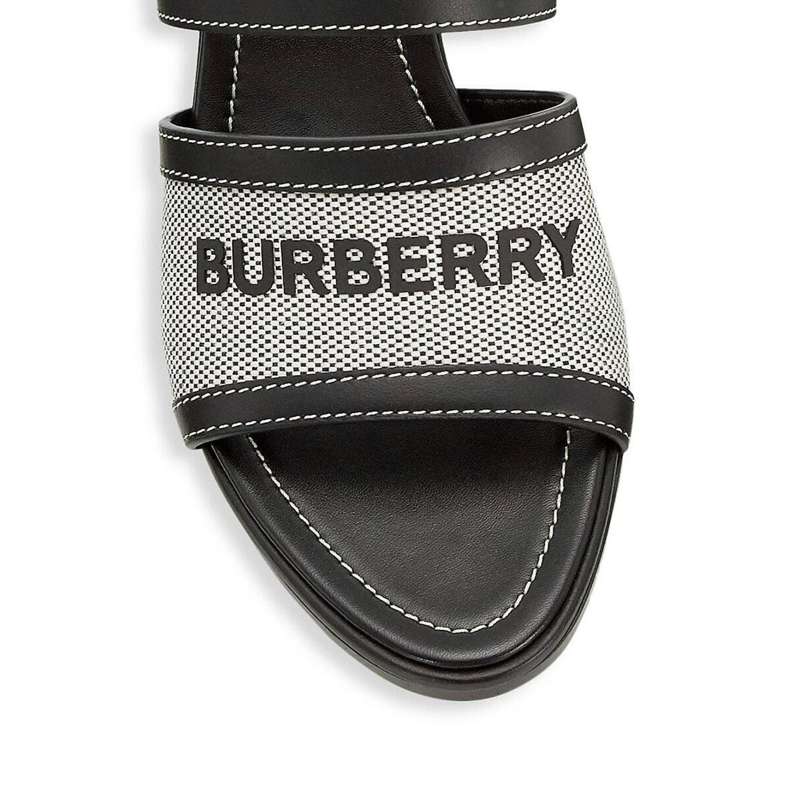 HONOUR BLACK LEATHER LOGO SLIDE SANDALS MULE PUMPS 36 ITALY