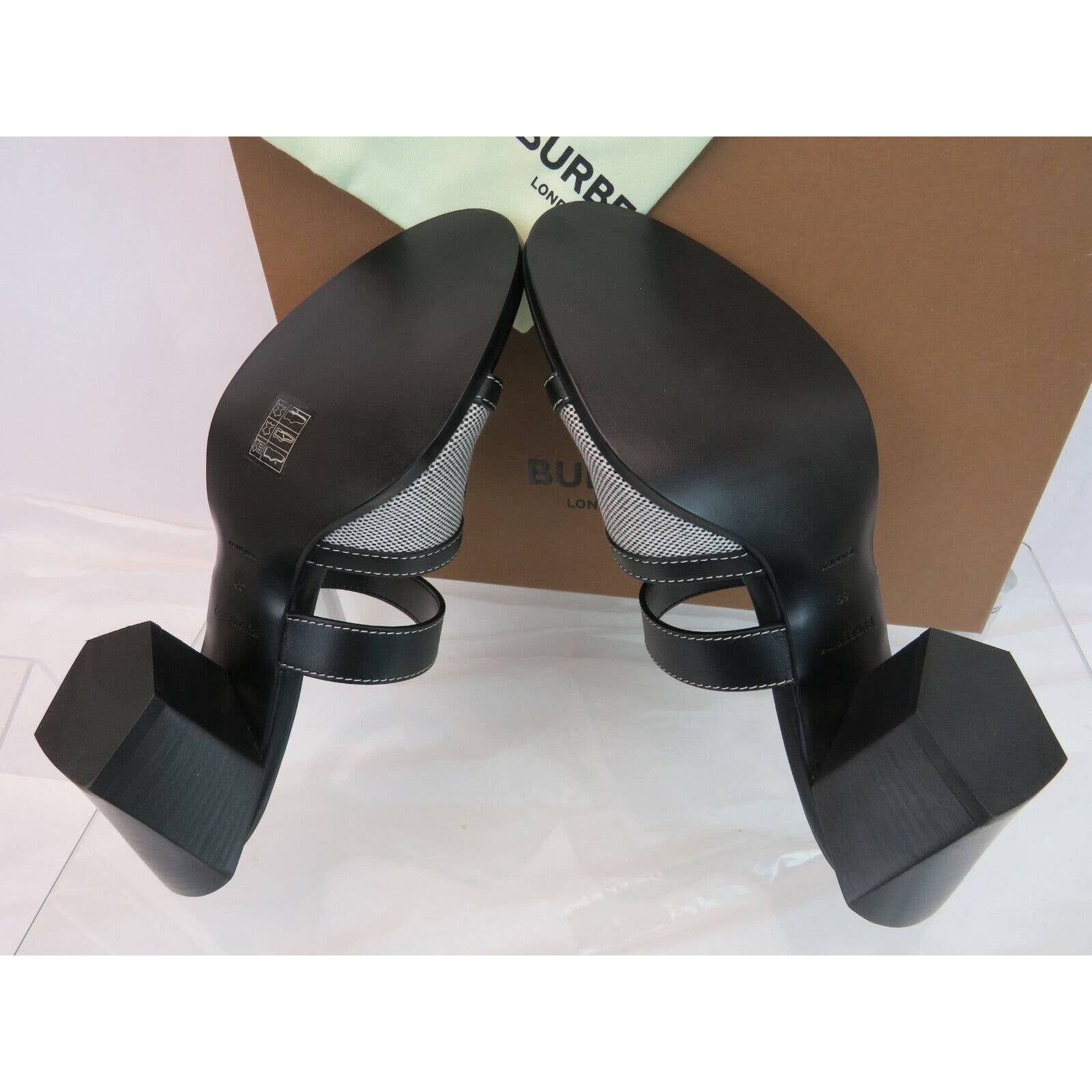 HONOUR BLACK LEATHER LOGO SLIDE SANDALS MULE PUMPS 36 ITALY