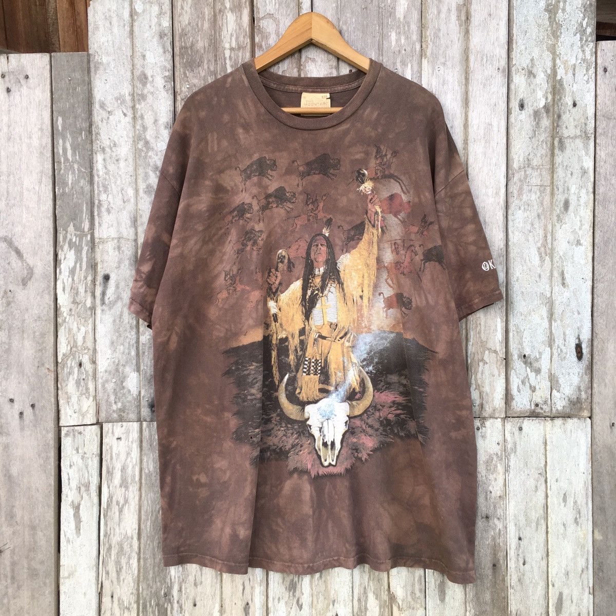 image of Thrashed Faded Vintage The Mountain Tie Dye Tee in Brown, Men's (Size 2XL)