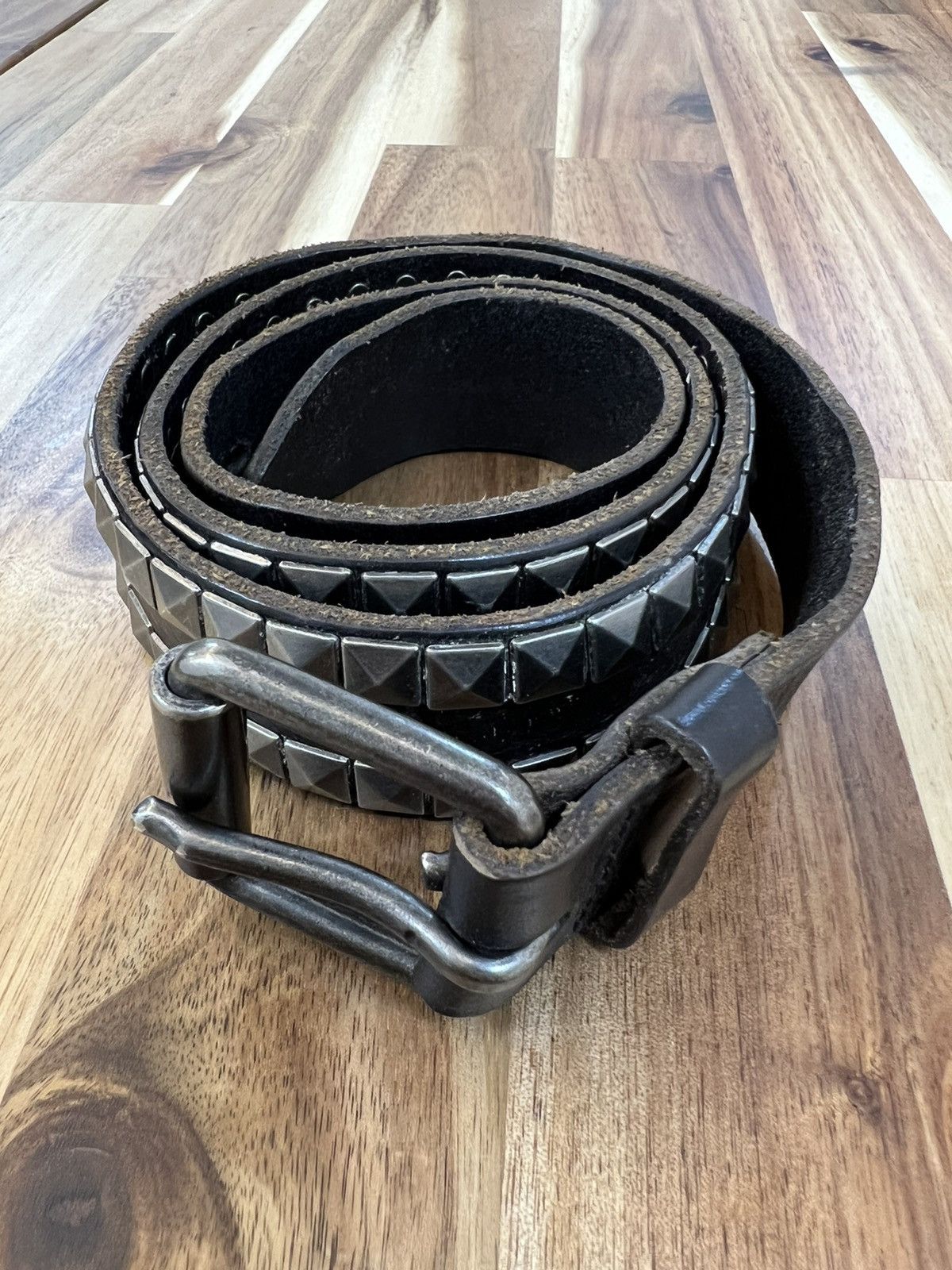 image of Leather Belts Spike Style in Black, Men's (Size 34)