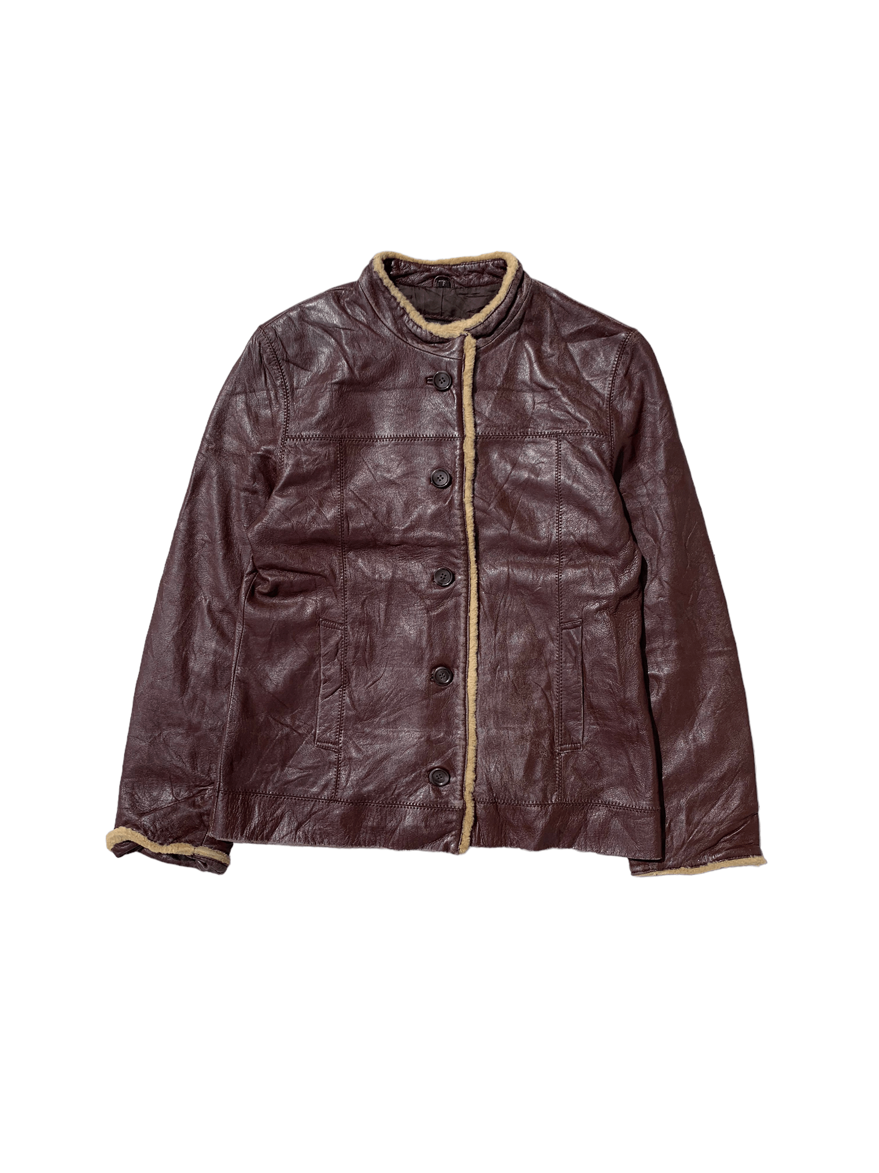 image of Vintage Gal B Sheepskin Leather Jacket in Oak Brown, Women's (Size Medium)