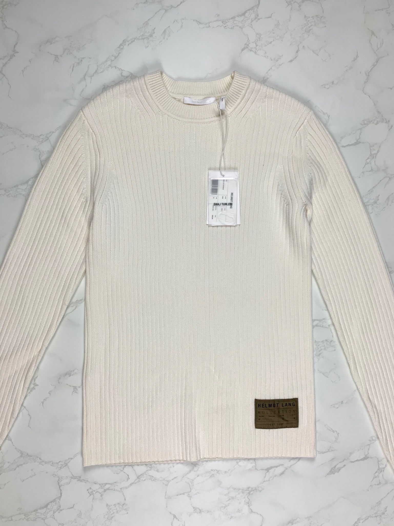 Helmut Lang 🔥[SALE]🔥 Helmut Lang White Wool Rib Crewneck Sweater Size US XS / EU 42 / 0 - 11 Thumbnail