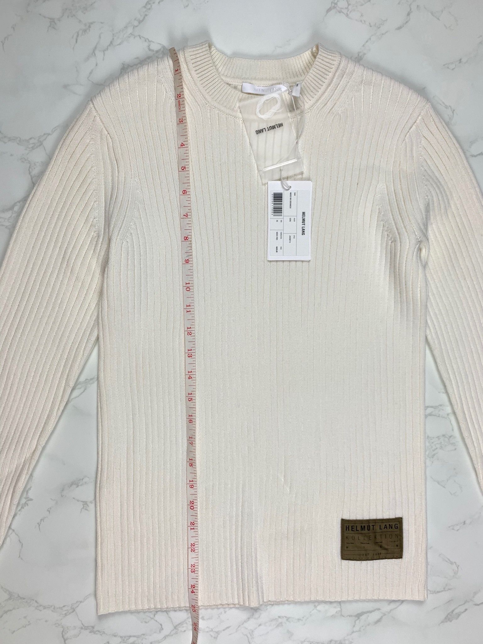 Helmut Lang 🔥[SALE]🔥 Helmut Lang White Wool Rib Crewneck Sweater Size US XS / EU 42 / 0 - 9 Thumbnail
