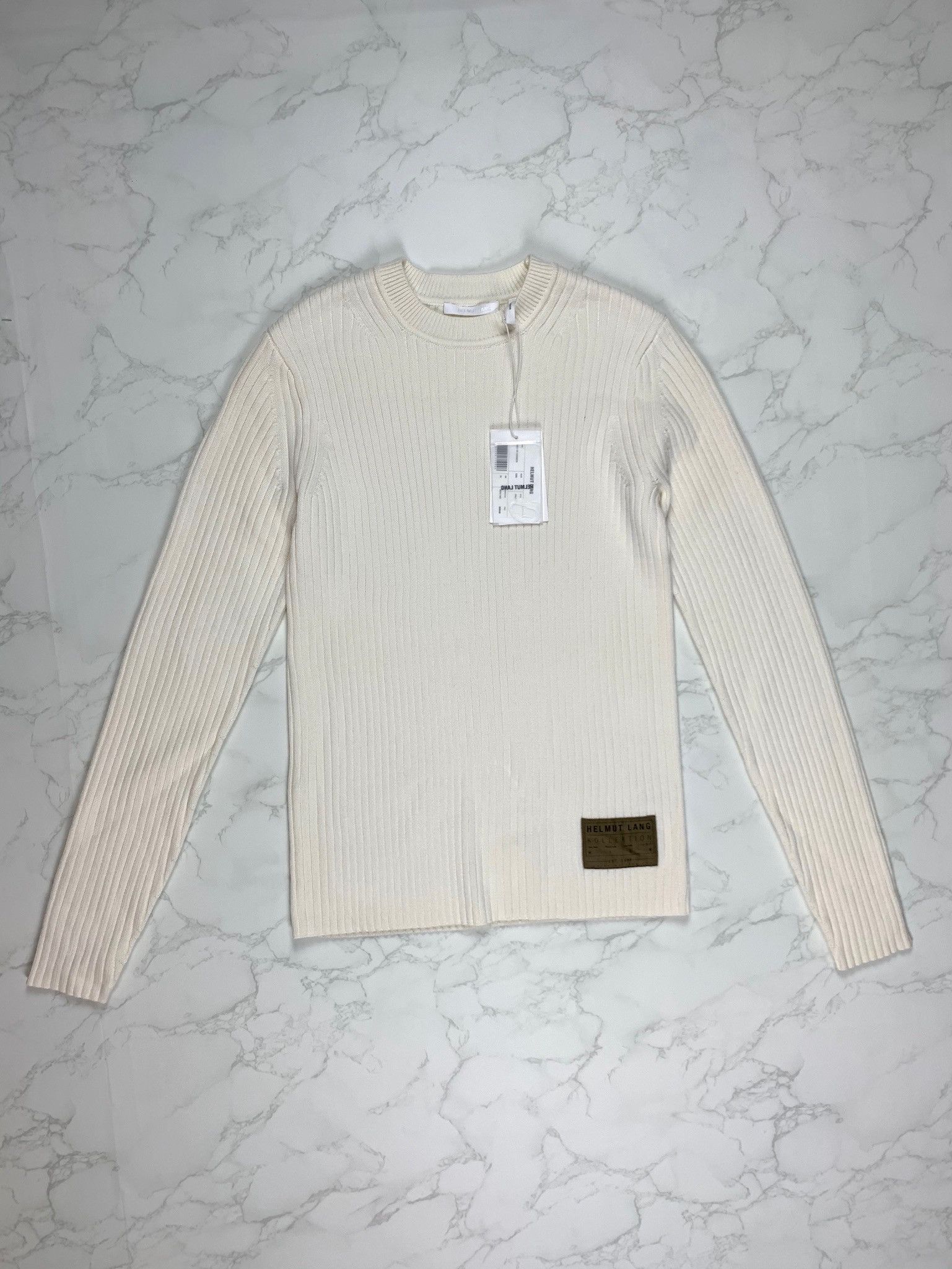 Helmut Lang 🔥[SALE]🔥 Helmut Lang White Wool Rib Crewneck Sweater Size US XS / EU 42 / 0 - 2 Thumbnail