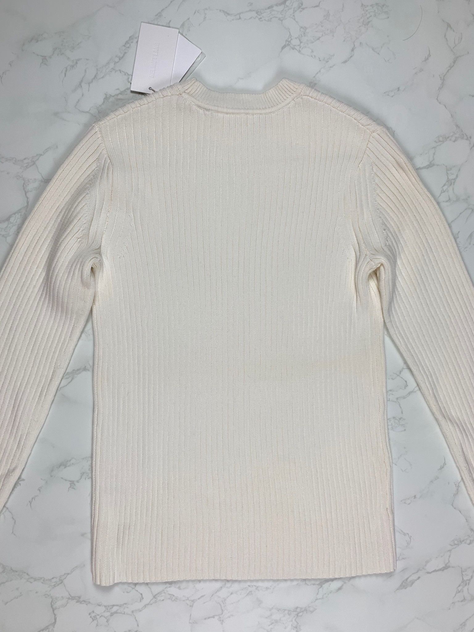 Helmut Lang 🔥[SALE]🔥 Helmut Lang White Wool Rib Crewneck Sweater Size US XS / EU 42 / 0 - 16 Thumbnail