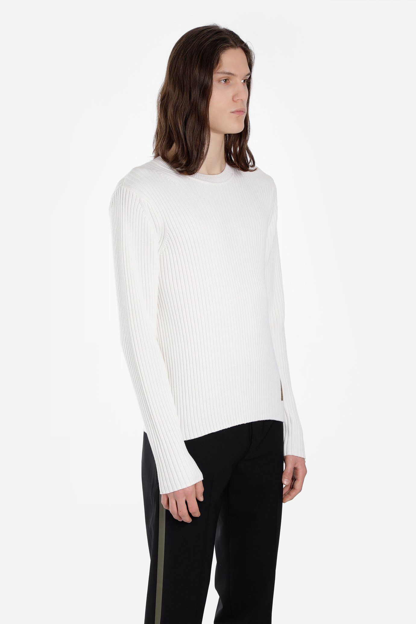 Helmut Lang 🔥[SALE]🔥 Helmut Lang White Wool Rib Crewneck Sweater Size US XS / EU 42 / 0 - 5 Thumbnail