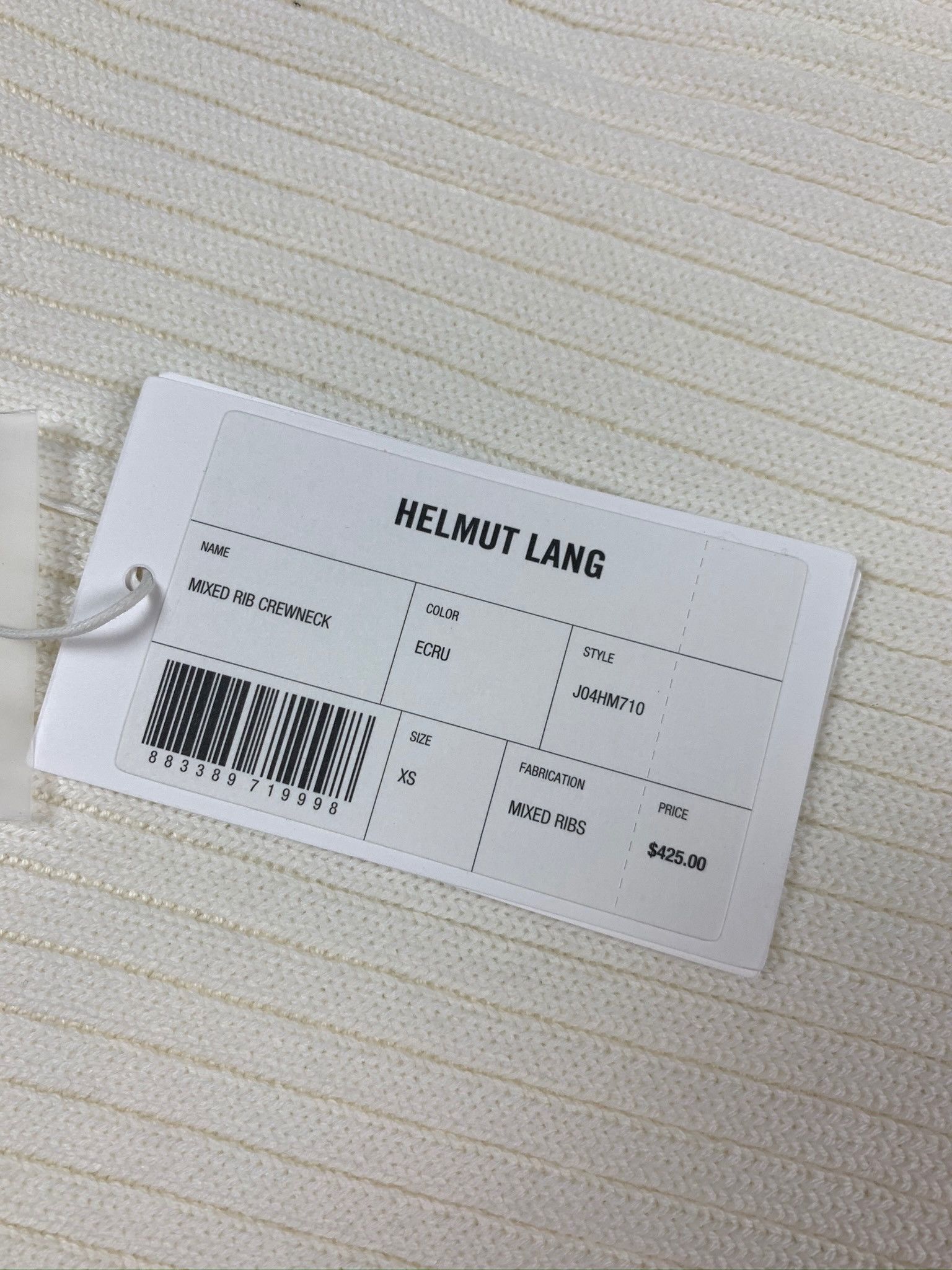 Helmut Lang 🔥[SALE]🔥 Helmut Lang White Wool Rib Crewneck Sweater Size US XS / EU 42 / 0 - 3 Thumbnail