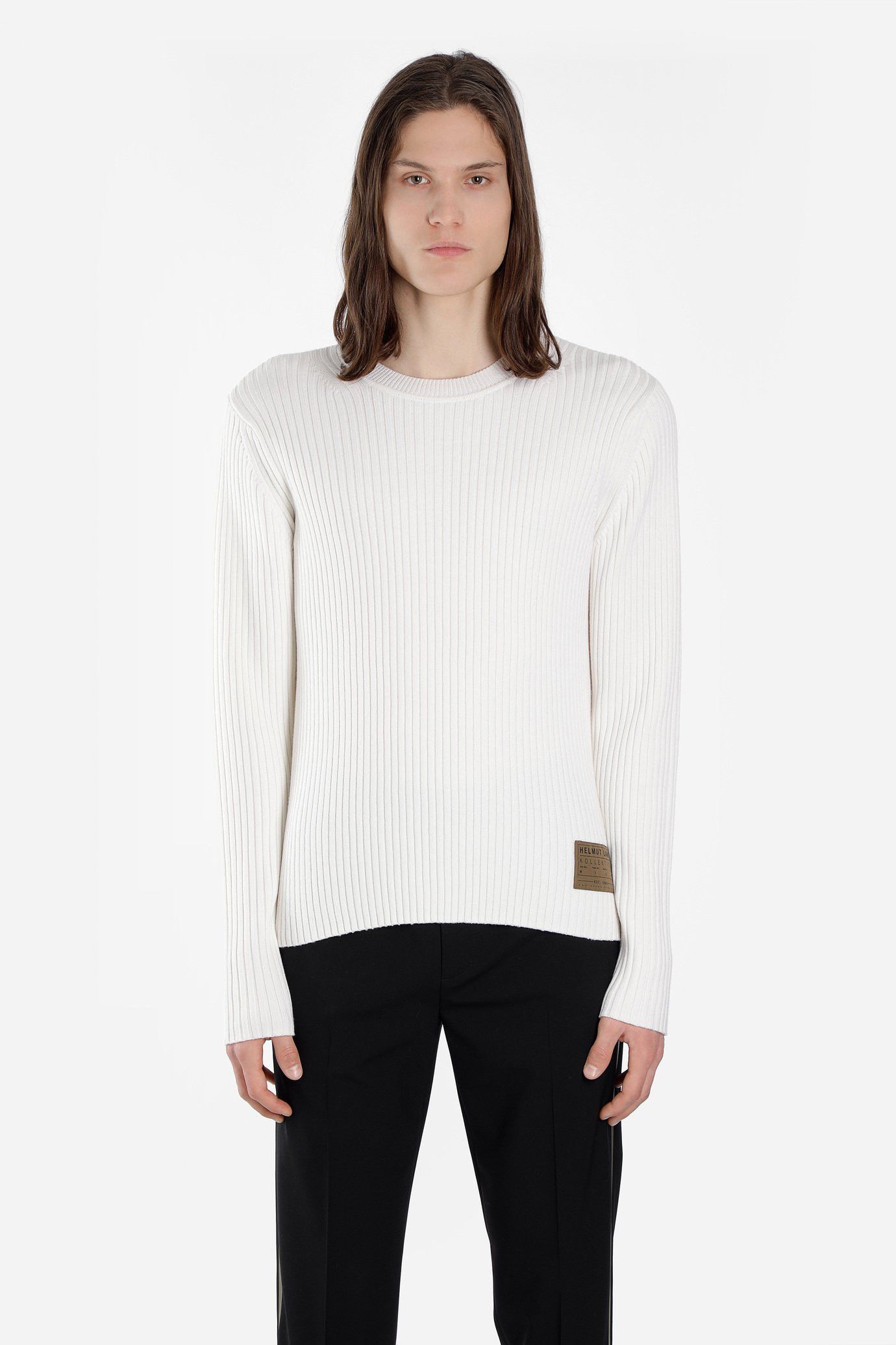 Helmut Lang 🔥[SALE]🔥 Helmut Lang White Wool Rib Crewneck Sweater Size US XS / EU 42 / 0 - 1 Thumbnail