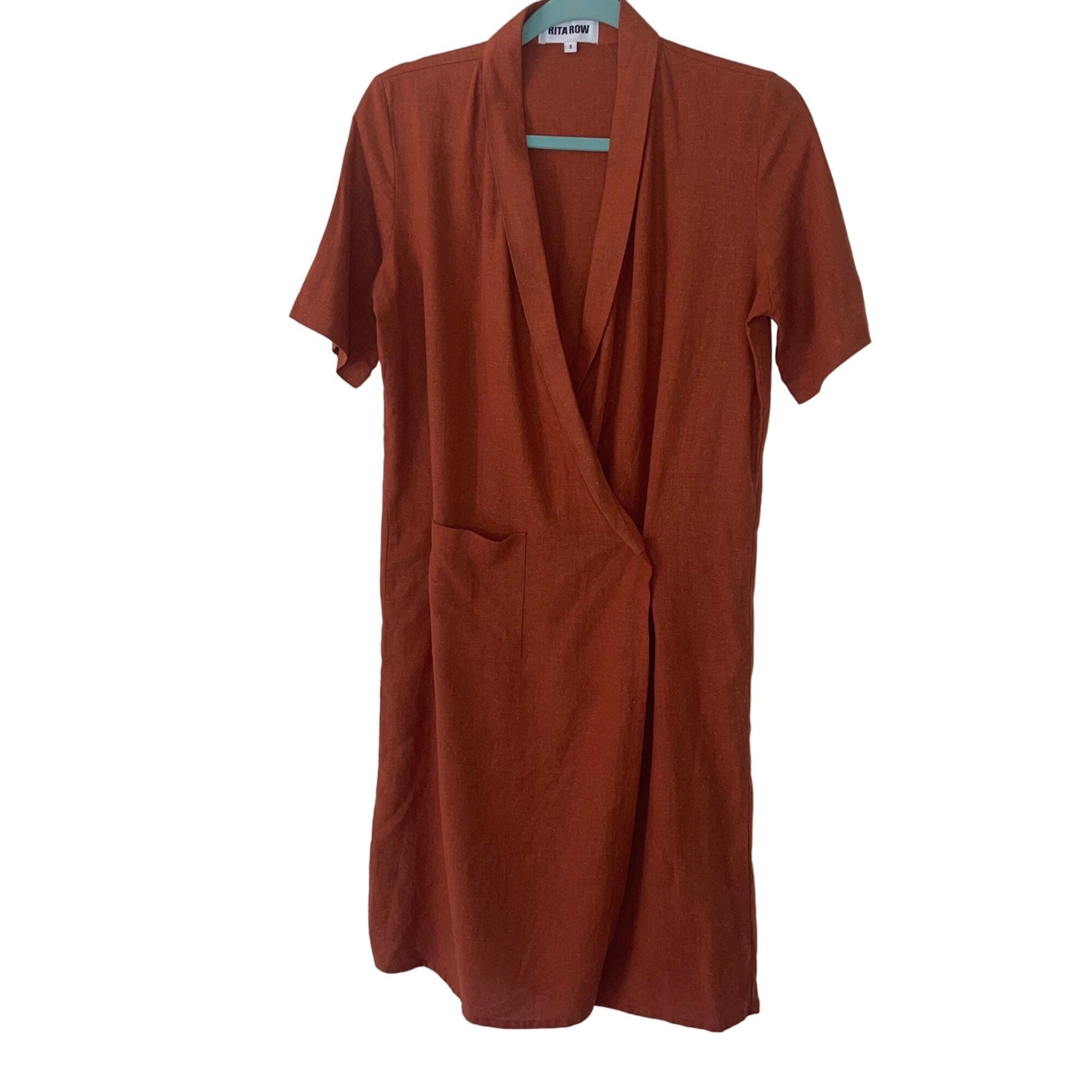 Rita Row Shawl Midi Wrap Robe Dress Size Small Burnt Orange