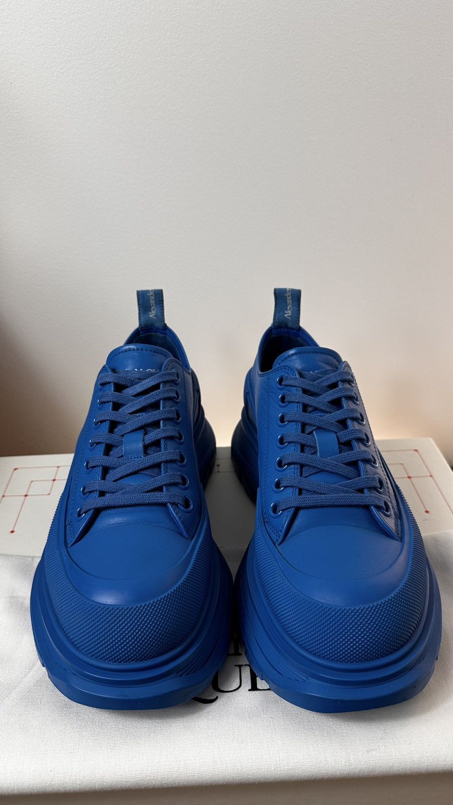 Alexander McQueen Blue Tread Slick Low Sneakers Size US 7.5 / EU 40-41 - 3 Thumbnail