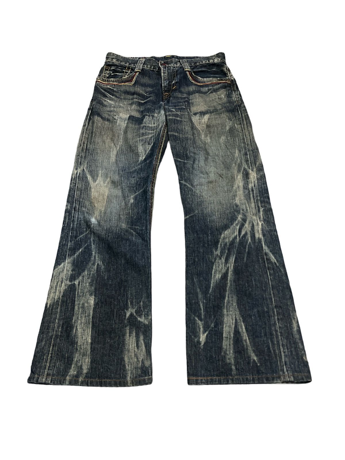 Japanese Brand BAGGY💥EDWIN 503 BLUE TRIP DISTRESSED DENIM PANT Size US 29 - 2 Thumbnail