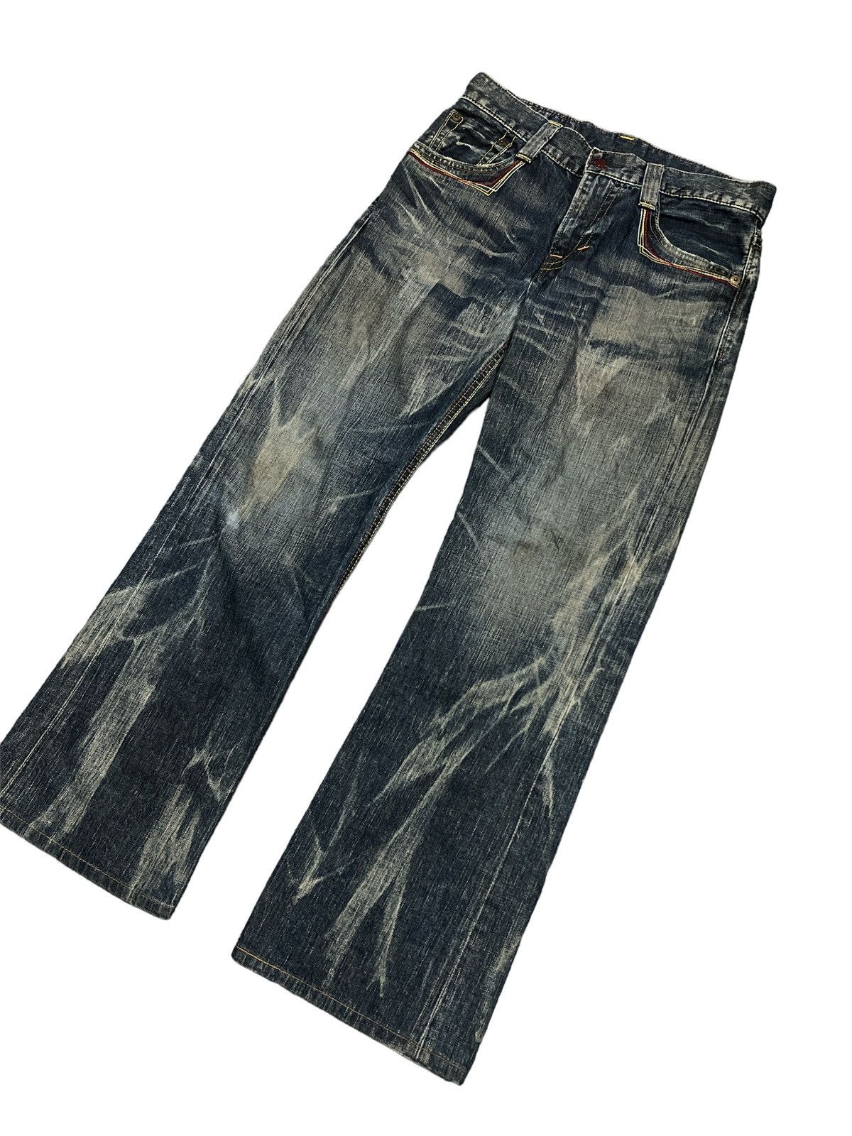 Japanese Brand BAGGY💥EDWIN 503 BLUE TRIP DISTRESSED DENIM PANT Size US 29 - 5 Thumbnail