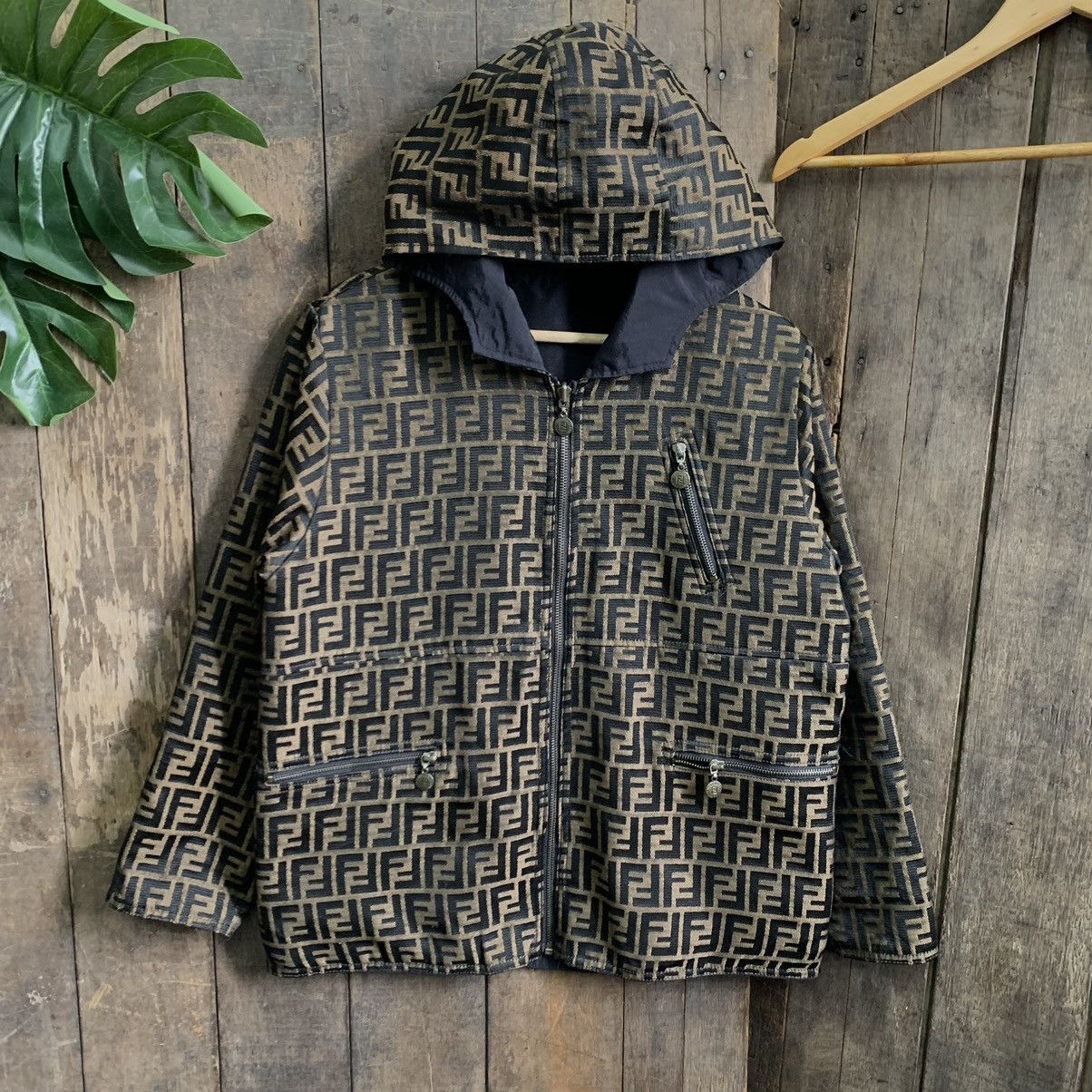 Fendi × Vintage Vintage Fendi Monogram Hooded Reversible Jacket 