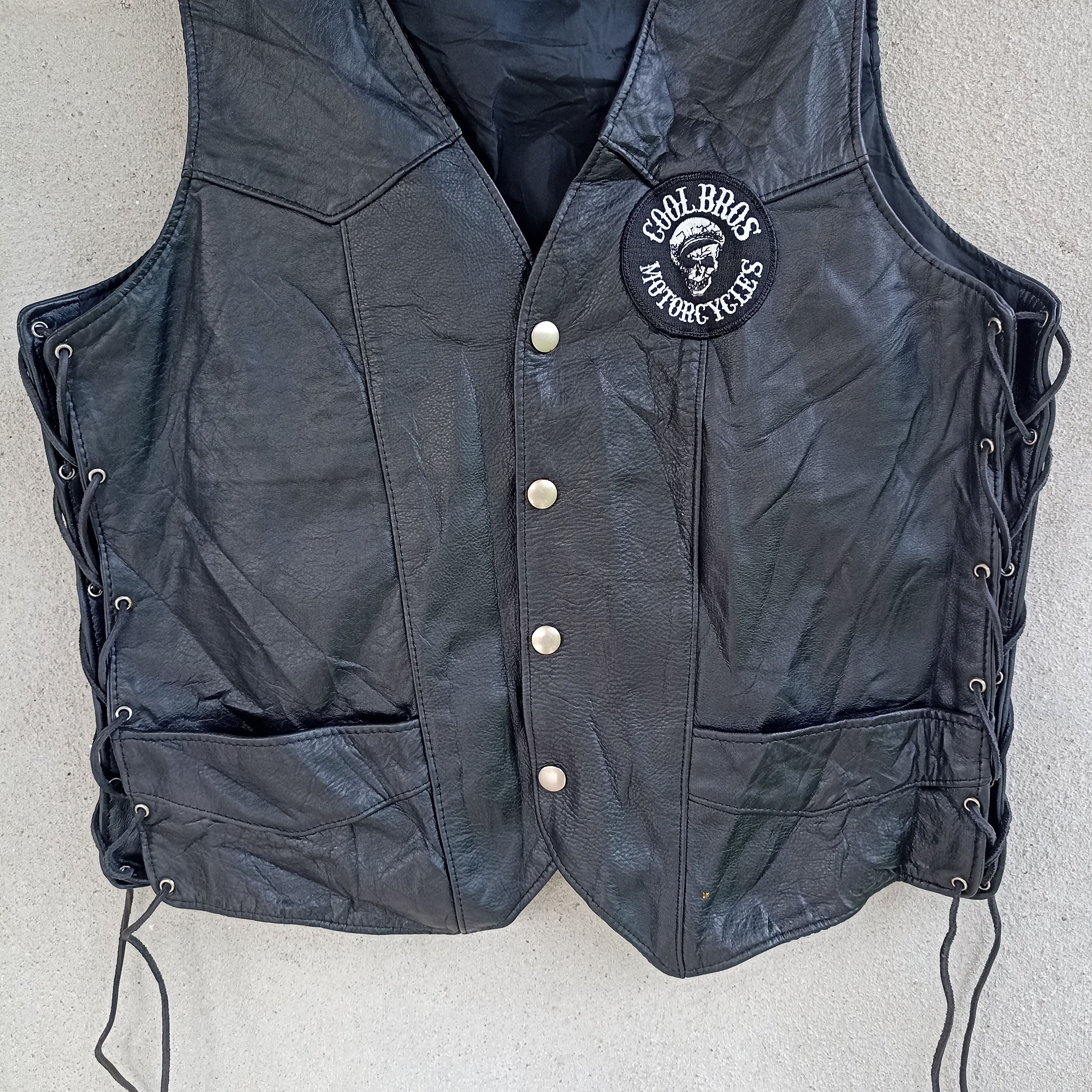 Leather CoolBros Motorcycle Skull Leather Black Vest Size US L / EU 52-54 / 3 - 4 Thumbnail