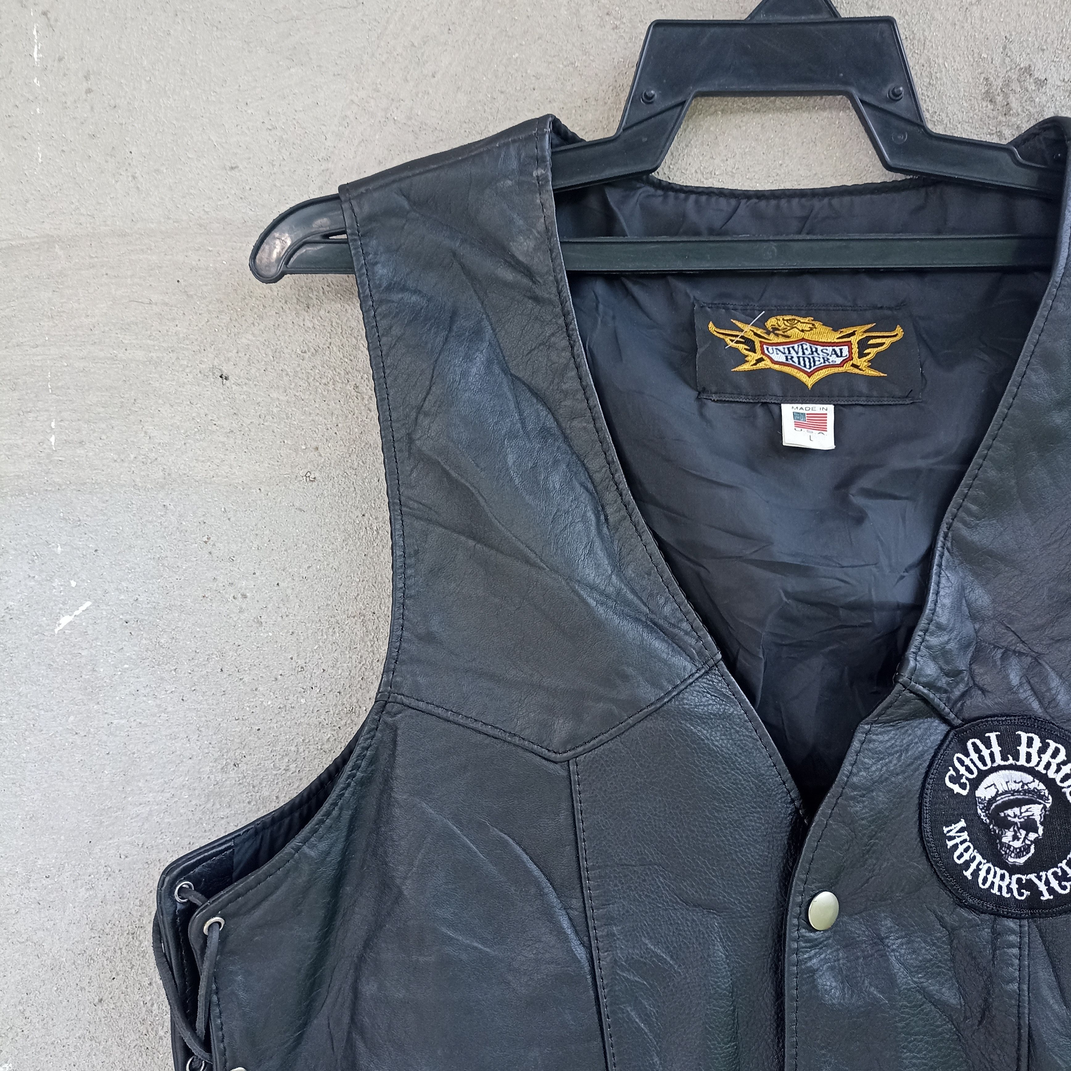 Leather CoolBros Motorcycle Skull Leather Black Vest Size US L / EU 52-54 / 3 - 5 Thumbnail