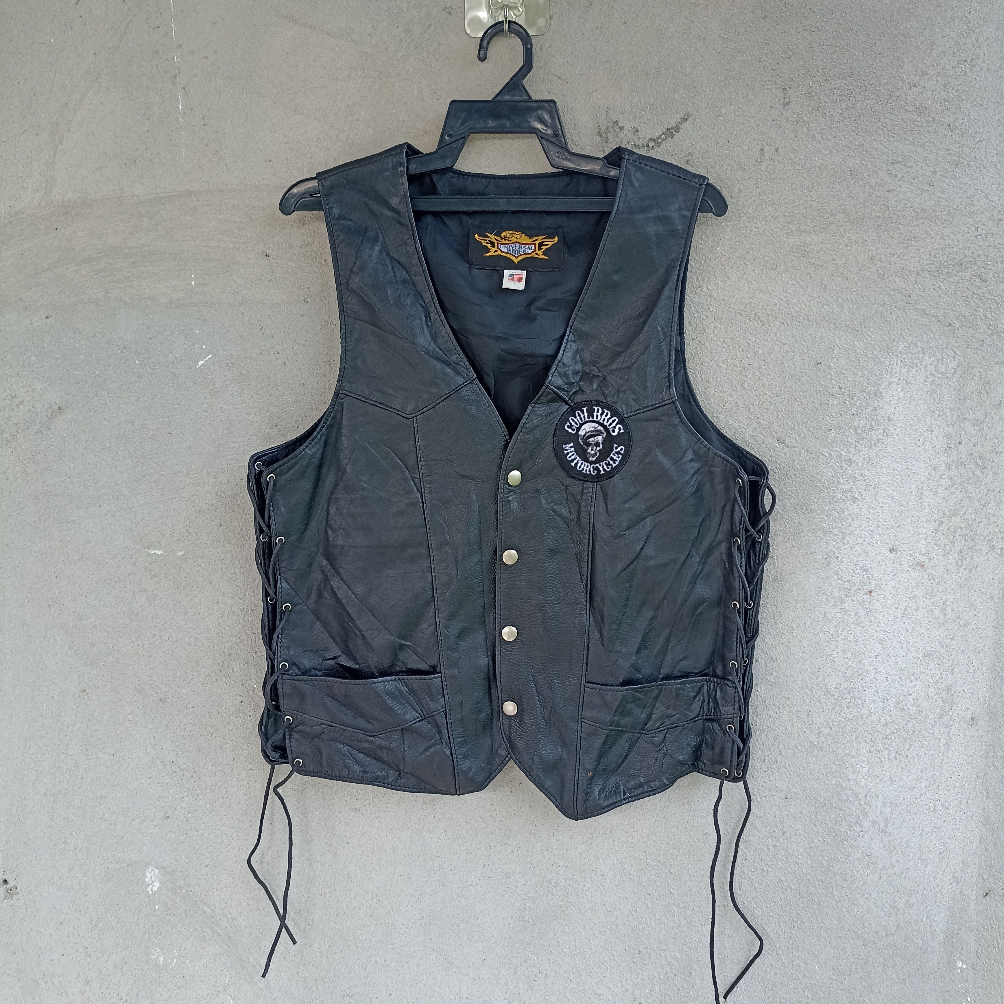 Leather CoolBros Motorcycle Skull Leather Black Vest Size US L / EU 52-54 / 3 - 1 Thumbnail