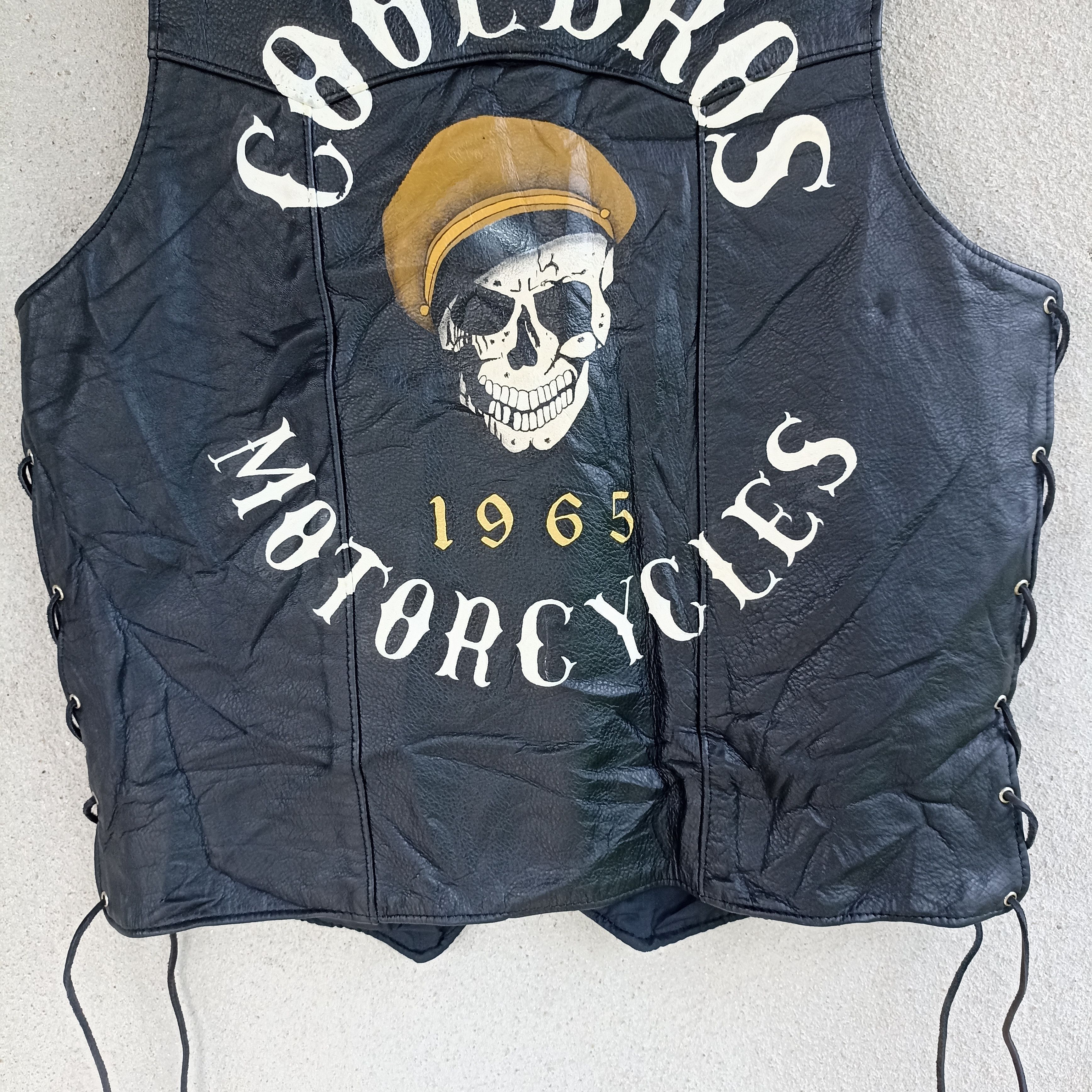 Leather CoolBros Motorcycle Skull Leather Black Vest Size US L / EU 52-54 / 3 - 15 Thumbnail